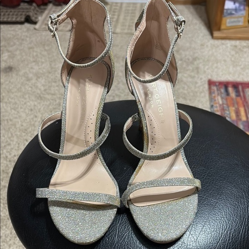 Kurt Geiger Silver Heels with Ankle Straps